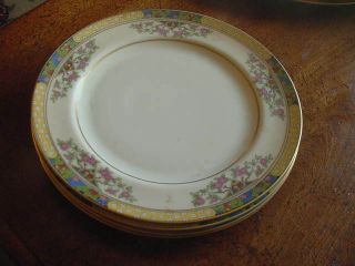 Set Of 4 Lenox " The Orchard " 8 1/4 Inch Salad Plates.  Ex. ,  Trimmed In Gold