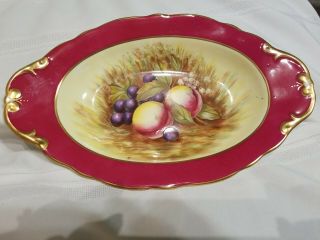 Vintage Aynsley Porcelain Orchard Fruit Gold Scroll Tray Candy Dish