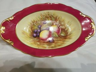 Vintage AYNSLEY Porcelain Orchard Fruit Gold Scroll Tray Candy Dish 2