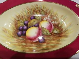 Vintage AYNSLEY Porcelain Orchard Fruit Gold Scroll Tray Candy Dish 3