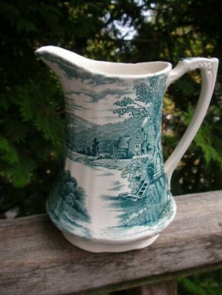 Antique Tintern Alfred Meakin Porcelain Pitcher 6 " England Country Landscape