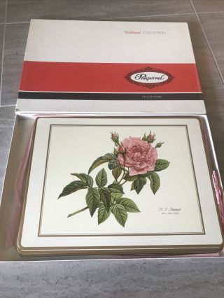 Pimpernel Vintage Cork Backed Placemat Set Of 4 Floral Redoute Rose