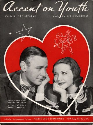 Accent On Youth,  Sylvia Sidney And Herbert Marshall,  1935,  Movie Sheet Music
