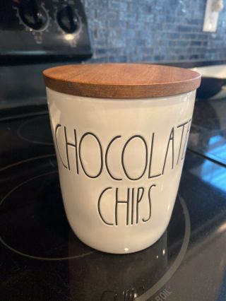 Wonderful Rae Dunn Chocolate Chips Cellar Wooden Lid Mom Gift Canister
