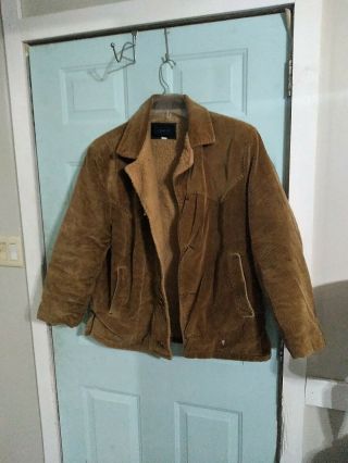 Vintage Brent Courdery Jacket Mens 42 Western Cowboy Horseshoe Buttons Fleece