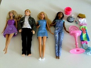 Barbie Dolls (3),  Boy Doll,  Sings.  All With Clothes.  All Vgc,  Accessories