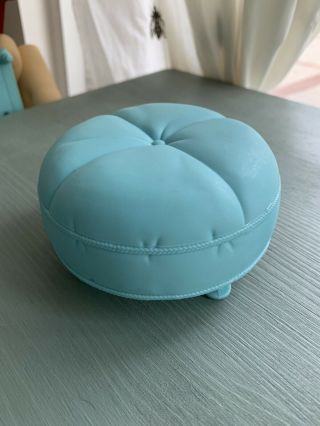 Blue Faux Leather Ottoman Barbie Doll Furniture 2003 My Scene Round