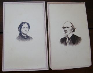 2 Antique Civil War Era Cdv Photos Of Mr.  & Mrs.  Isaac Coleman Ottawa Illinois