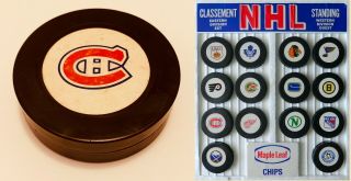 1970s Montreal Canadiens Plastic Puck Maple Leaf Potato Chips Premium Vtg Hockey