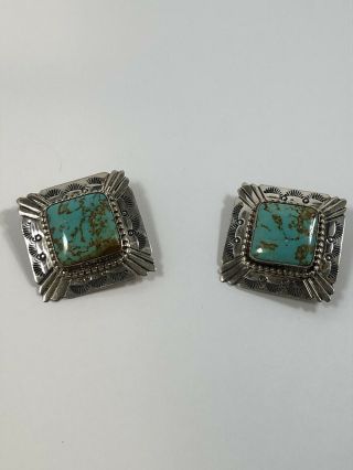 Vintage Estate Sterling Silver Turquoise Native American Earrings