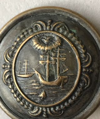 Vintage Metal Button Ship At Sea Crow’s Nest Bird Pun