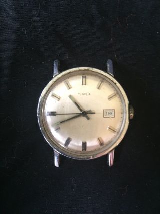 Vintage 1960s - 1970s Estate Men’s Wrist Watch Timex Calendar Radium Glow As - Is