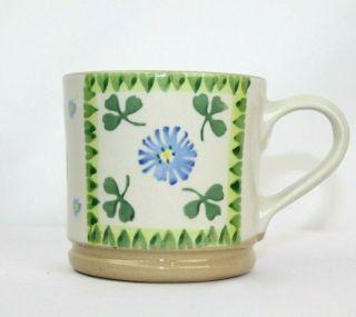 Nicholas Mosse Pottery Ireland Green Shamrocks Hearts Coffee Cup Mug