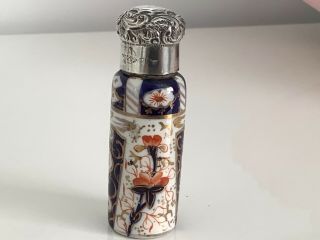 19th Century Antique Imari Silver Porcelain Perfume/scent Bottle