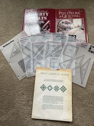 Great American Quilts Vinyl Printed Templates Vintage 1987 With 2 Books Set