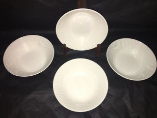 Johnson Brothers Bros Athena White Ribbed 6 1/2 " Coupe Cereal Soup Bowls Set X 4