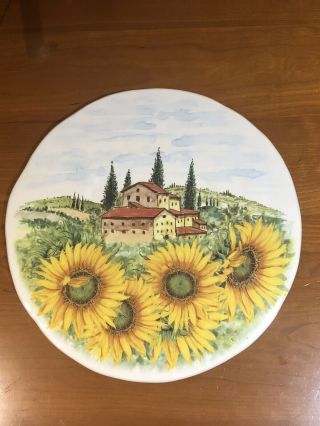 Rare Sur La Table Italy Handcrafted Large 13”serving Plate Tuscan Sunflower
