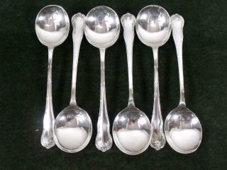 6 Vintage Soup Spoons Silver Plated Epns St James Pattern