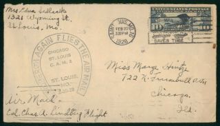 Mayfairstamps Us Cover 1928 St.  Louis Lindbergh Again Flies The Air Mail Missour
