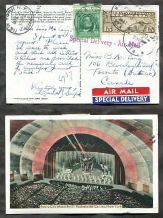 P1687 - York 1942 Airmail Special Delivery Rate Postcard To Canada.  Label