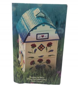 Lenox Poppies On Blue Barnyard Square Canister With Box