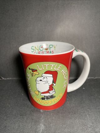 Vintage Peanuts : Santa Snoopy & Woodstock Christmas Mug / Bg
