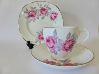 Vintage Duchess Pink Rose Bone China Trio,  Floral Tea Cup,  Saucer,  Plate