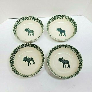 Set Of 4 Folk Craft Moose Country Cereal Bowls Tienshan 6.  5 "