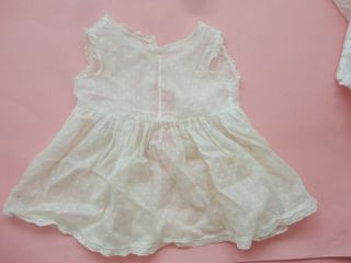 Sweet Vintage White Dotted W Lace Trim Doll Dress