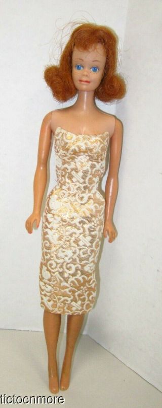 Vintage Barbie Friend Midge Doll Redhead No 860 W/ 911 Golden Girl Dress