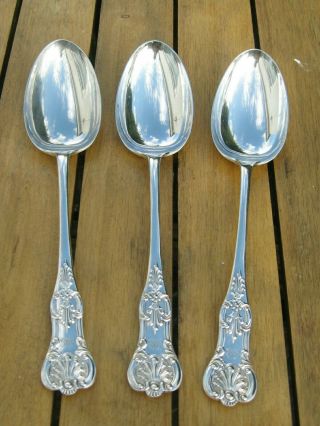 Vintage Silver Plated Kings Pattern Serving Spoons Set Of 3