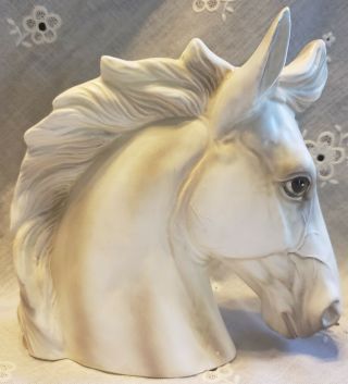 Vintage Lefton Ceramic White Horse Head Planter Vase 6 "