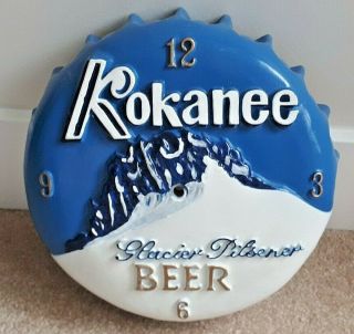 Vintage Kokanee Glacier Pilsner Beer Bottle Cap Clock - Canadian