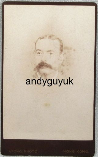 Cdv Gentleman Moustache Hong Kong A Fong Antique Victorian Photo