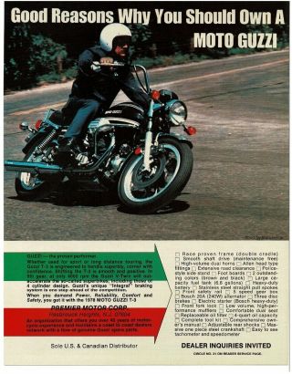 1977 Moto Guzzi T - 3 Motorcycle Vintage Print Ad