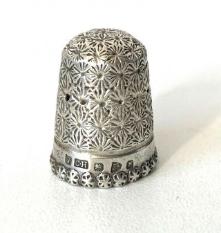 Antique 1896 Solid Sterling Silver Charles Horner Thimble