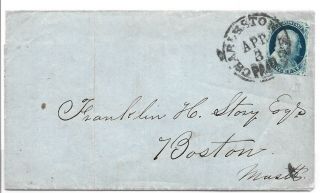 United States Scott 9 On 1857 Folded Letter Charleston Sc To Boston Ma