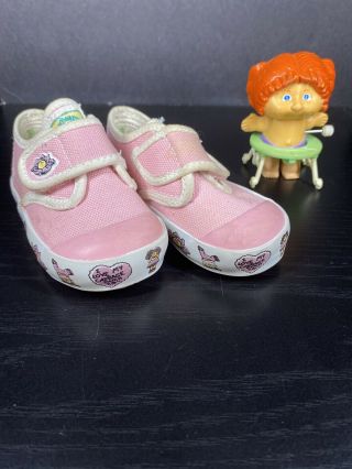 Cabbage Patch Kids Pink Baby Girl’s Shoes Size 3 & 1983 Wind Up Toy Figurine