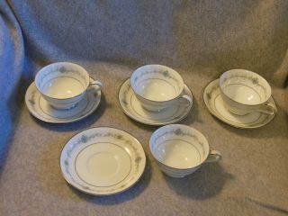 Set Of 4 Vintage Noritake " Glencoe " Fine China Cups Saucers Tea Coffee Punch Cup