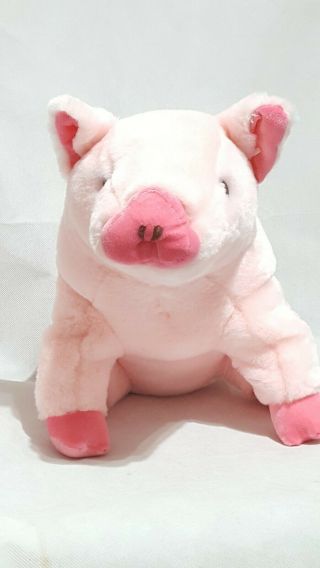 Vintage 90s Pink Pig Plush Stuffed Animal Sitting 20 " Nose To Tail