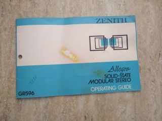 Vintage Zenith Allegro Solid - State Modular Stereo Operating Guide