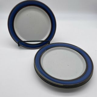 Ranmaru Stoneware Blue 8” Salad Plate Speckled Brown Ingrid Japan Set Of 3