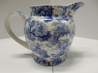 Arthur Wood Small Pitcher White With Blue Rose Pattern Made In England