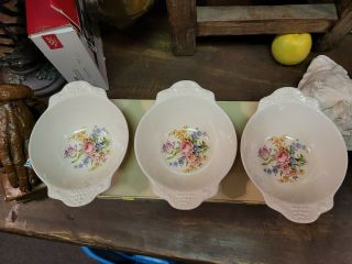 Homer Laughlin Eggshell Theme Floral Embossed Lugged Cereal Bowls 3