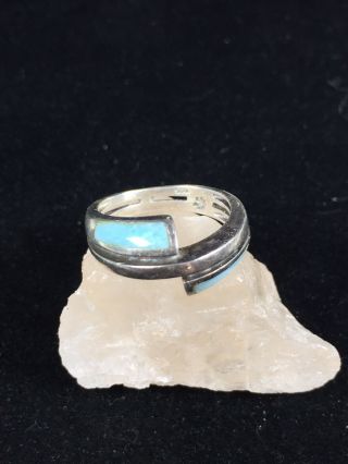 Vintage Sterling Silver Old Pawn Ring Turquoise Wrap Hallmarked Southwest Sz 8