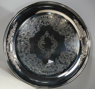 Vintage Oneida Castle Court 17 " Round Tray Silver Plate