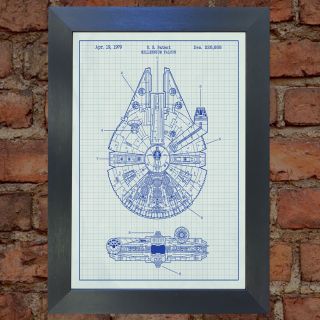 Star Wars Millennium Falcon Blueprint Rare Reprint Vintage Wall Art Print 21