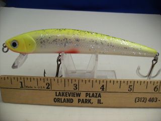 Vintage Bagley Top Gun 6,  Tg6 - 94g Fire Yellow On Pearl/glitter,  Saltwater Lure