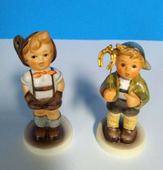 Hummels With Boxes Little Luck Boy 2296 For Keeps Boy 102 Figurines