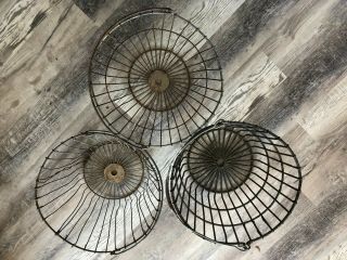 3 Vintage Wire 14 " Egg Baskets With Bail Handle